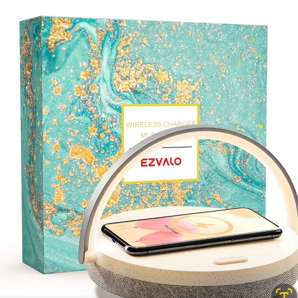 Ezvalo LED 4 in 1 wireless charger music night light touch lamp dock
